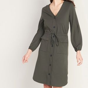 Old Navy Ponte Knit Utility Dress for Women Olive